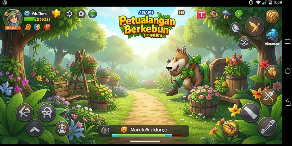 Tampilan gameplay ASIA918 dengan berbagai tanaman dan hewan.