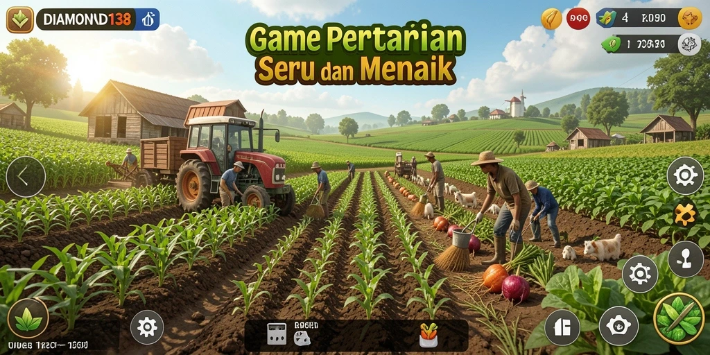 Tampilan gameplay seru di DIAMOND138 dengan aktivitas bertani.