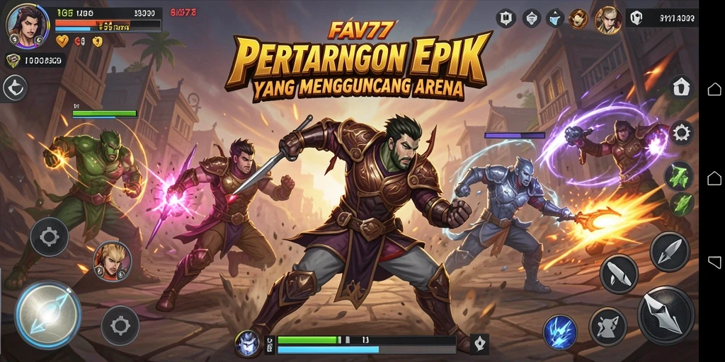 Screenshot FAV77 menampilkan aksi pertarungan yang mendebarkan di arena.