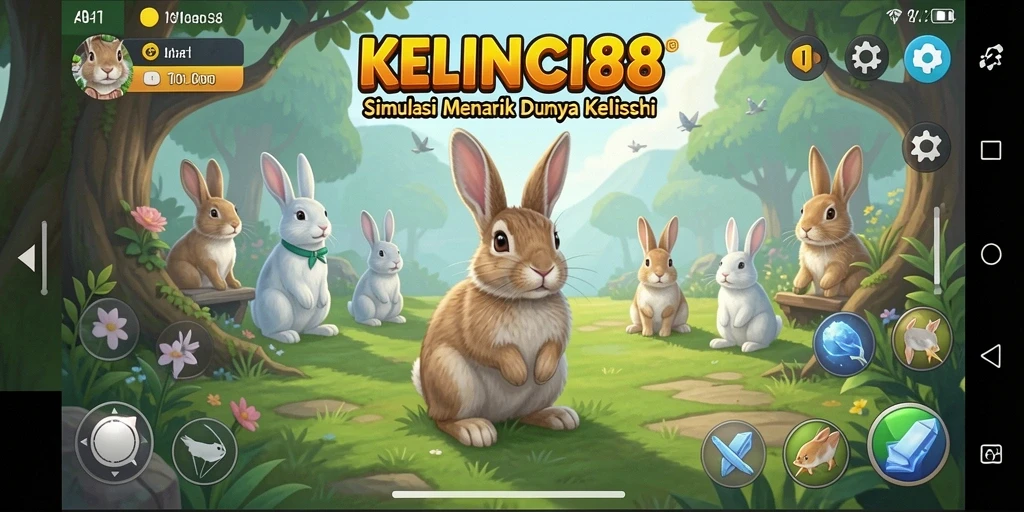 Tampilan menarik dari gameplay KELINCI88 menunjukkan kelinci lucu yang sedang bermain.