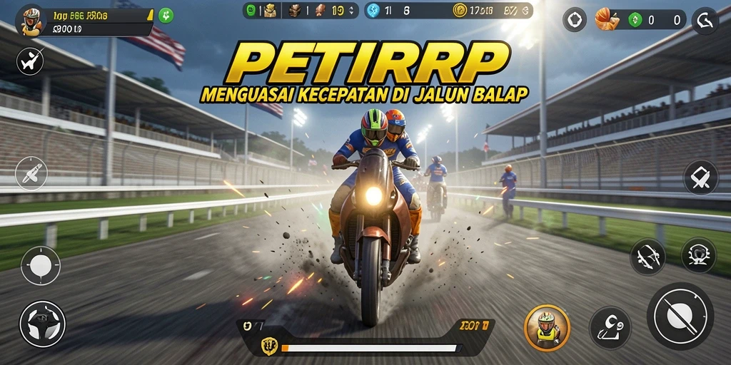Tampilan gameplay menakjubkan dari PETIRRP yang penuh aksi balap motor.