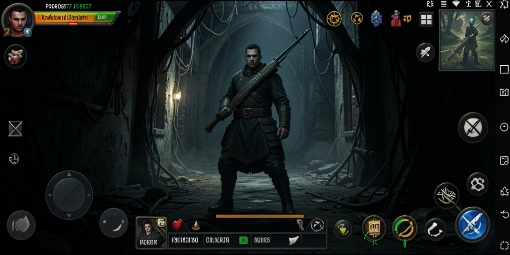 Screenshot POROS77 menampilkan momen menyeramkan di dunia gelap.