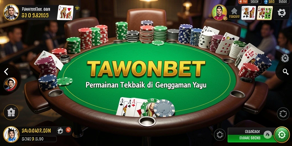 Tampilan menarik aplikasi TAWONBET dengan gameplay poker yang seru.
