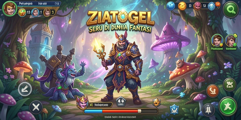 Gameplay ZIATOGEL yang menampilkan petualangan di dunia fantastis.
